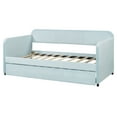 thumbnail image 6 of Harper & Bright Designs Velvet Upholstered Daybed with Trundle, Wooden Twin Size Daybed Frame, Tufted Sofa Bed Daybed for Bedroom Living Room, Light Blue, 6 of 21
