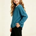 thumbnail image 5 of Rrxhxhs Cardigan for Girls Solid Color Crew Neck Button Front Long Sleeve Loose Casual Sweater Cover Up, 5 of 8