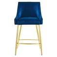 thumbnail image 5 of Counter Stool Chair, Blue Navy, Velvet, Modern Contemporary, Mid Century Bar Pub Cafe Bistro Hotel Lounge Dining Kitchen, 5 of 8