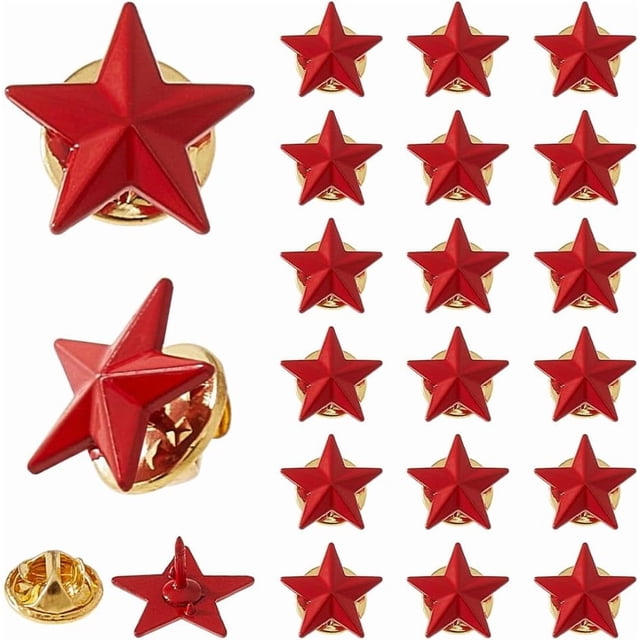 20 broches de estrella de aleación de 2,5 cm, insignia de estrella, broche de solapa, broches de estrellas del Día de los Caídos de julio, broche de cinco puntas, broches de pentagrama.