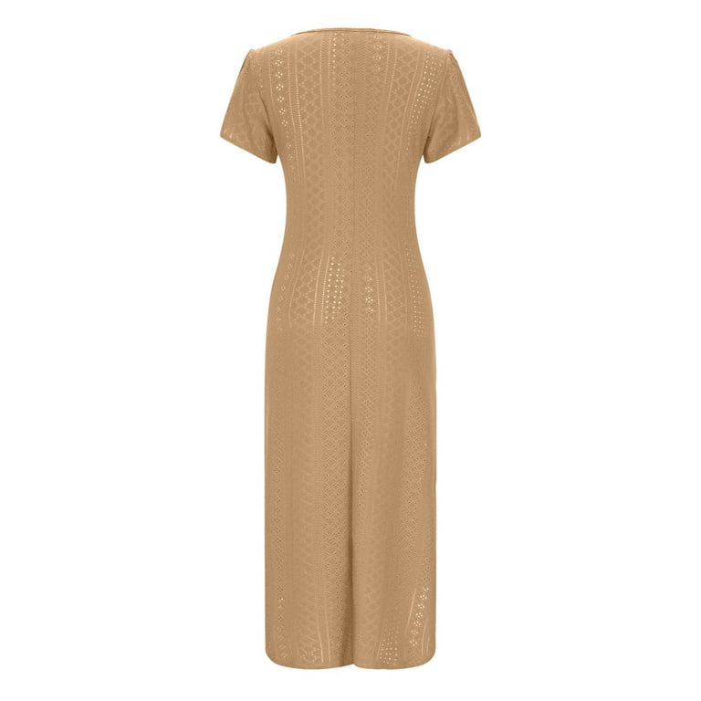Scyoekwg Women's Summer Dresses Trendy V Neck Hollow Out Eyelet Lace Long Dresses Ruffle Short Sleeve Dress Women's Casual Dresses (Khaki,S) - Walmart.com Scyoekwg Women's Summer Dresses Trendy V Neck Hollow Out Eyelet Lace Long Dresses Ruffle Short Sleeve Dress Women's Casual Dresses (Khaki,S) - Walmart.com