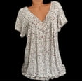 thumbnail image 1 of Pisexur Blouse Graphique d'Été pour Femmes, Blouse à Manches Courtes Col en V Imprimée Grande Taille pour Femmes, chandail-Over, 1 of 5