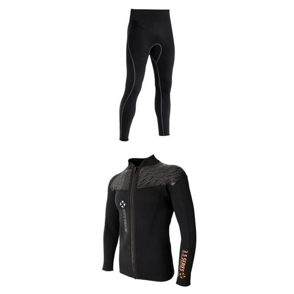 Set of 2 3mm Wetsuits Jacket Top Long Sleeve and Neoprene Pants Surfing Snorkeling Canoeing Swimming Spearfishing Diving Suit