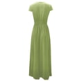 thumbnail image 5 of Black & Friday Deals Usmixi Dresses for Women 2023 Evening Party Casual Empire Waist High Slit Pleated Hem Long Dresses Solid Short Sleeve V-Neck Maxi Formal Dresses for Women Yellow l, 5 of 7