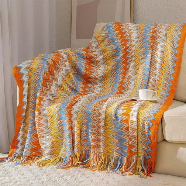 Manta para Sofá Bohemio,Cobija Punto con Borlas 172X127CM,Throw Blanket cálida,Que no Hace Bolitas,para Cobija Decoración Pie de Cama y sofás y campamentos al Aire Libre,picnics.