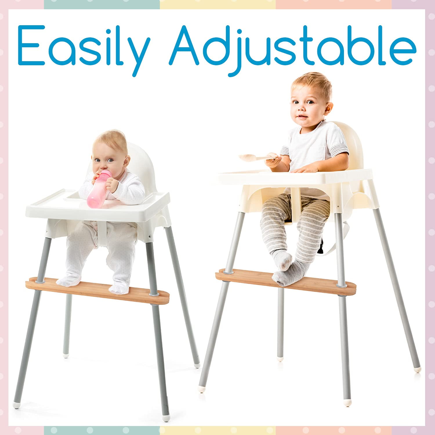High Chair Footrest, Natural Bamboo Wooden Footrest Compatible with IKEA  Antilop High Chairs Accessories, Adjustable HighChair Foot Rest