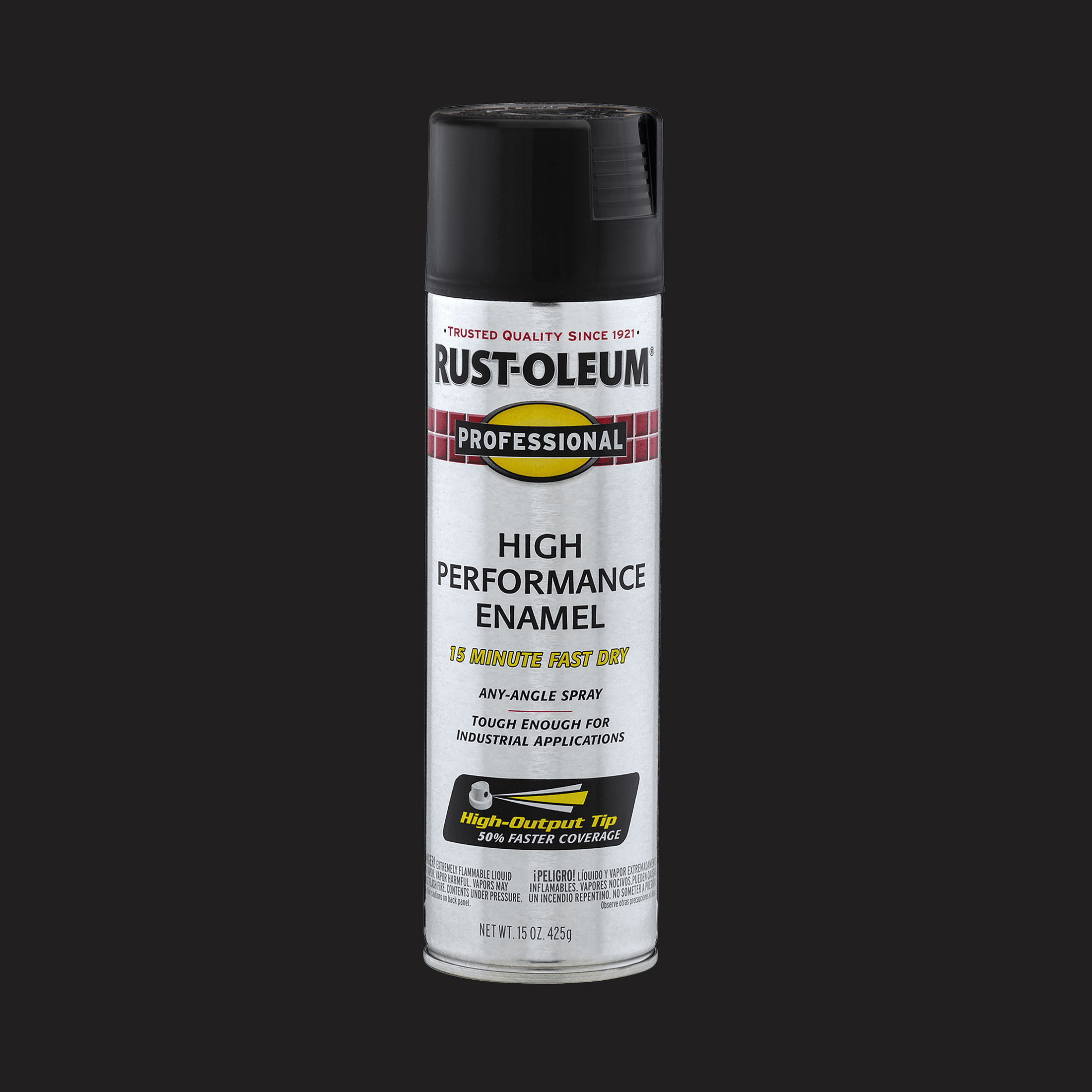 (2 pack) Black, Rust-Oleum Professional High Performance Enamel Flat Spray Paint-7578838, 15 oz