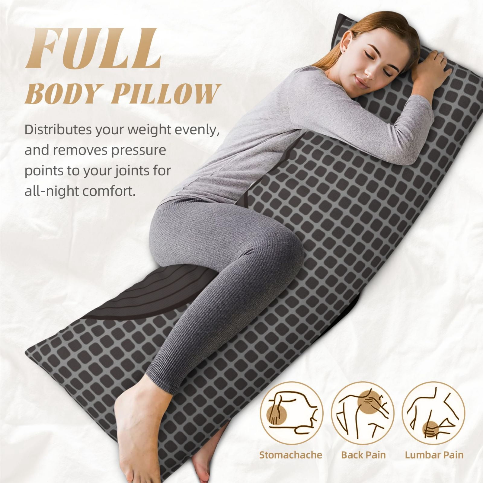 Naloa Vinyl Records Super Soft 20x60 Body Pillow Case,Long Side Hidden Zipper（PILLOWS ARE NOT INCLUDED）