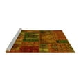 thumbnail image 2 of Ahgly Company Machine Washable Indoor Round Oriental Yellow Modern Area Rugs, 5' Round, 2 of 4