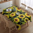 thumbnail image 2 of Black Green Leaf Sunflower Pattern Rectangle Tablecloth 60"x84",Waterproof Polyester Rectangle Table Cloth, Wipeable Spillproof Polyester Tablecloth for Dining, Camping, Indoor and Outdoor, 2 of 5