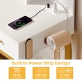thumbnail image 5 of DWVO Makeup Vanity Set with Lighted Mirror & Power Outlet, Hidden Storage Shelves, Vanity Dressing Table with Drawers & Cushioned Stool, Dressing Table for Girls, Women, White, 5 of 7
