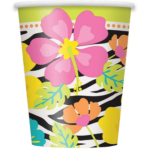 9oz Wild Luau Paper Cups, 8ct