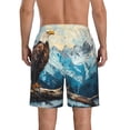 thumbnail image 3 of KLL Iceberg Bald Eagle Men's Casual Summer Beach Shorts Hawaiian Shorts with Pockets-Small, 3 of 5