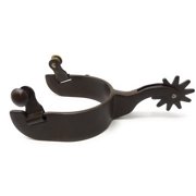 AJ Tack Mens Antique Brown Team Roping Spur Set with Latigo Straps