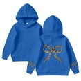 thumbnail image 2 of MUXiin Girl's Bow Cheetah Leopard Hoodies Long Sleeve Pullover Tops Preppy Cute Sweatshirts Hoodies for 2-3 Years,Blue, 2 of 5