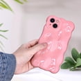 thumbnail image 3 of Case for iPhone 15,Cute 3D Meteorite Bubble Water Ripple Pattern Phone Case Curly Wavy Frame Case for Women Girls Soft TPU Shockproof Case Cover,Pink, 3 of 14