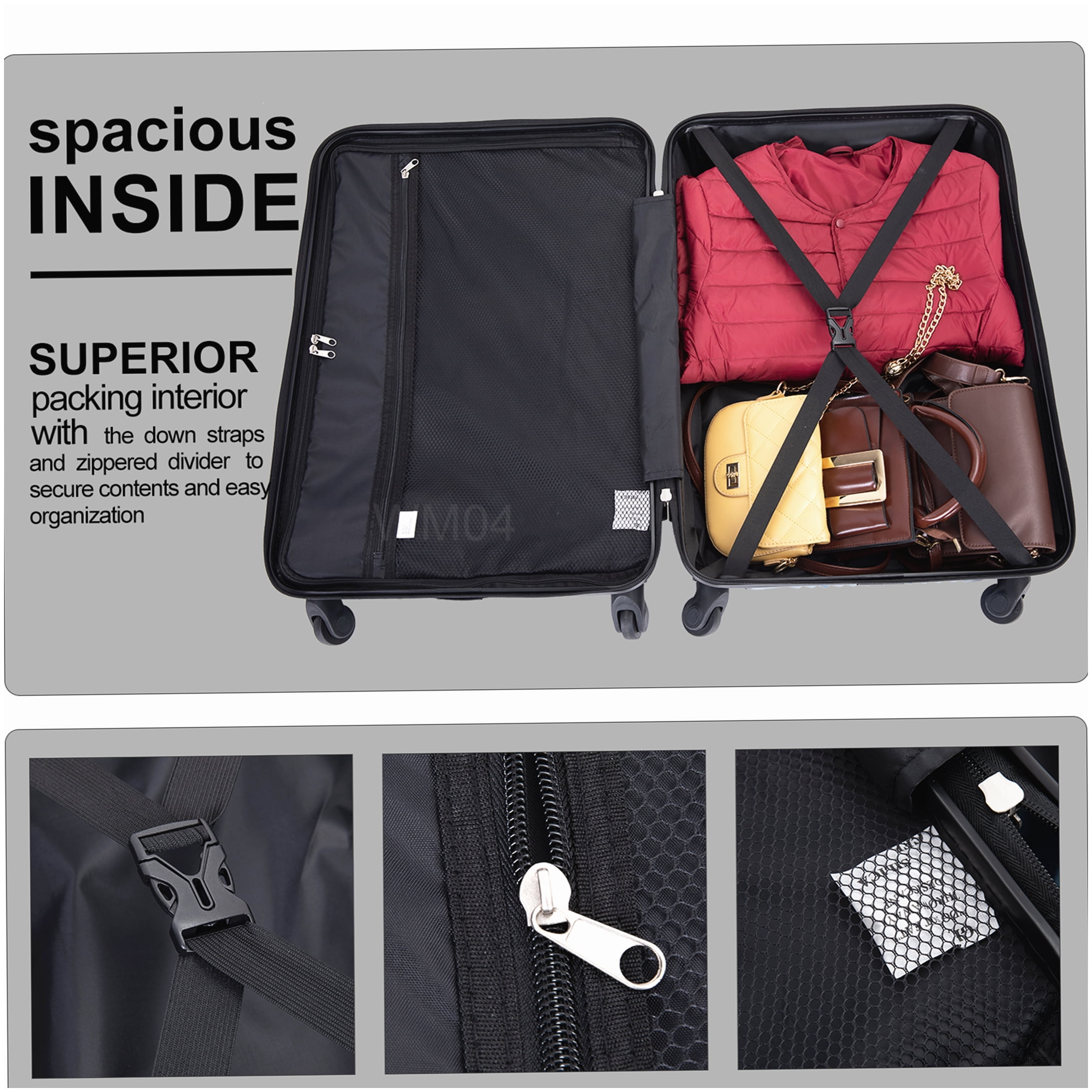 MANGIJOY Red Lightweight Hardside Spinner Luggage Set of 3, TSA Lock, Expandable, Carry On Checked Bags