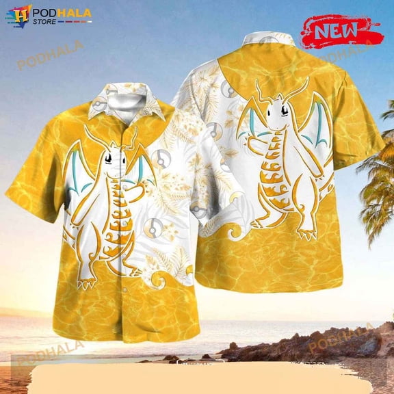 Tribal Dragonite Design Hawaiian Shirt, Tropical Shirt for Women Men