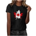 thumbnail image 2 of HOMBOM Womens Tops T-Shirts Summer Short Sleeve Black Crew Neck Maple Leaf Print Soft Graphic Tees for Women, 2 of 5