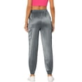 thumbnail image 3 of INSPIRE CHIC Women's Satin Cargo Joggers High Waisted Elastic Waist Casual Pants XS Grey, 3 of 6