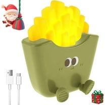 Night Light, Fries Silicone Squishy Night Lamp with Timer, Bedside Touch Lamp with 3 Level Brightness, Table Decor Nightlight Fun Gifts for Kids, Breastfeeding, Green