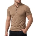 thumbnail image 5 of Ceisia Men's Slim Fit Mandarin Collar Henley Shirts, Stretchy Breathable Short Sleeve 4-Button Placket T-Shirts for Casual & Daily Wear Gifts, 5 of 6