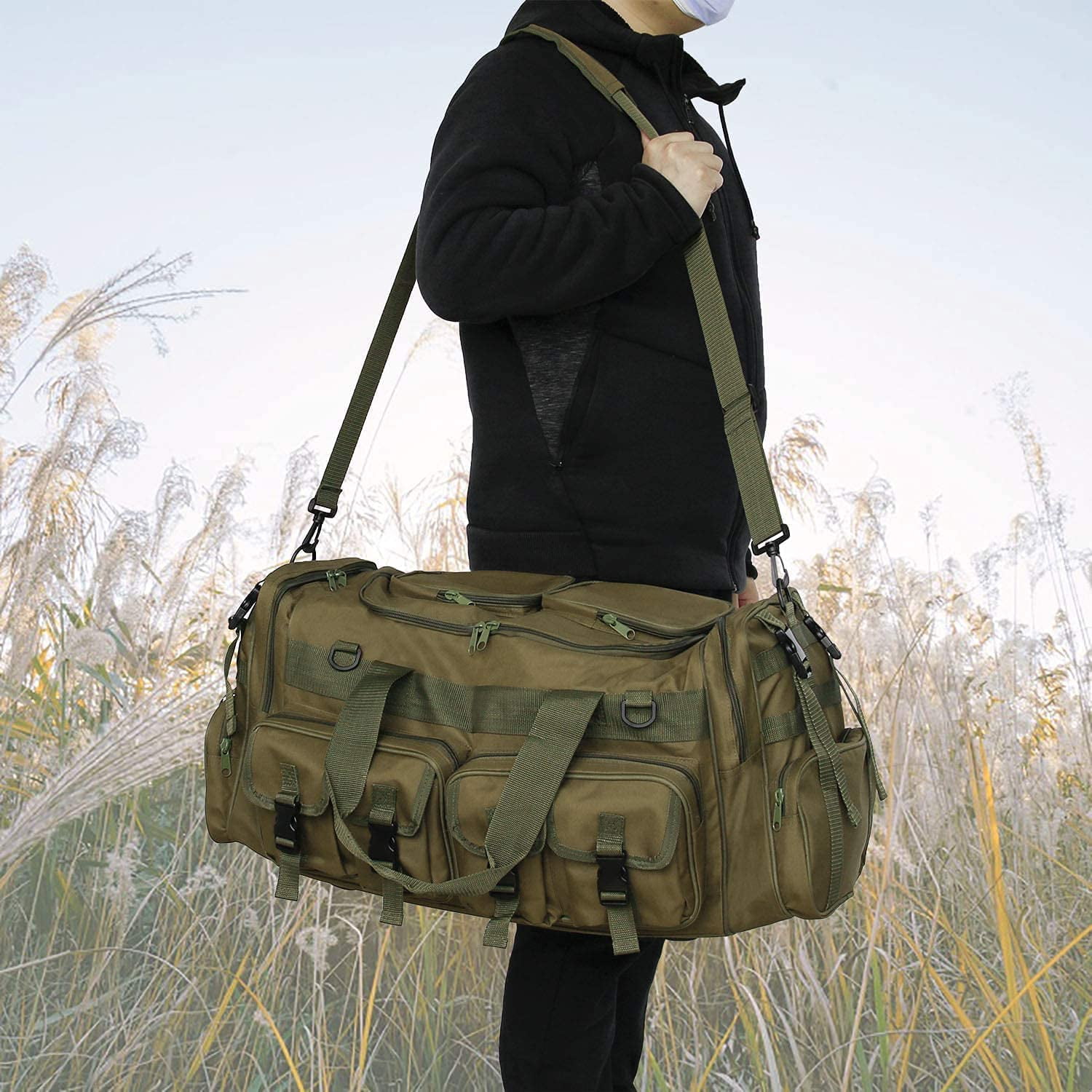 Men Outdoor Sports Travel Duffle Bag Military Molle Tactical Single Shoulder Bag 