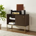 thumbnail image 2 of Crosley Furniture Byron MDF Wood and Steel Media Console in Dark Brown/Gold, 2 of 17