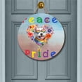 thumbnail image 2 of Peace Love Pride Scottish Terrier with Rainbow Sunglasses LGBT LGBTQ+ Round Wood Sign Scottie Dog Lover Gifts Hanging Wall Home Decor - 01004, 2 of 5
