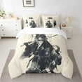thumbnail image 2 of Manfei Boys Cat Samurai Twin Bedding Sets 7pcs, Vintage Japanese Bedding Comforter Set, Traditional Ink Painting Sheet Sets, Super Cozy Room Decor, 2 of 8