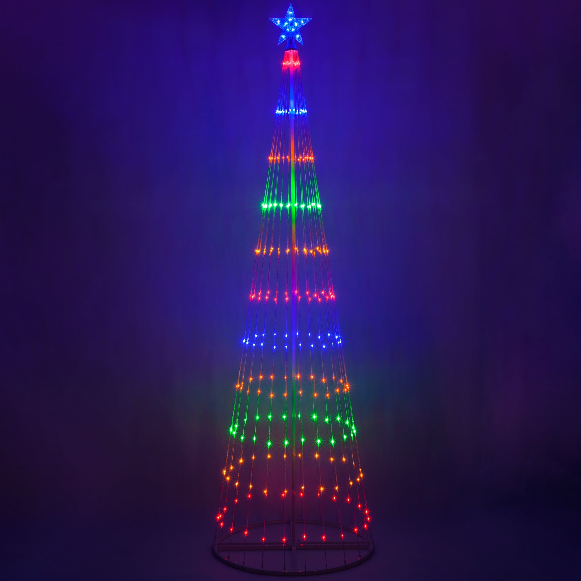 Outdoor Christmas Decorations Wintergreen Lighting 6' Multi Color 14-Function LED Light Show Cone Christmas Tree