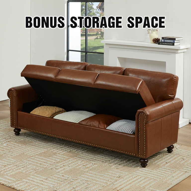 Leather sofa with storage underneath discount