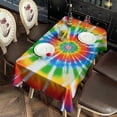 thumbnail image 2 of Rainbow Tie Dye Sunburst Rectangle Tablecloth 60"x102",Waterproof Polyester Rectangle Table Cloth, Wipeable Spillproof Polyester Tablecloth for Dining, Camping, Indoor and Outdoor, 2 of 6