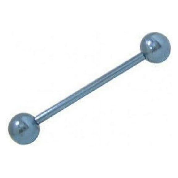 14G Solid Titanium Industrial Barbell Tongue Ring Body Piercing Bar 6mm Ball Ends - Sold Each