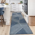 thumbnail image 2 of Assaile 2 x 6 ft Polyester Pearl Velvet Blue Rectangular Hallway Bathroom Entryway Kitchen Office Foldable Charming Lines Printed Modern Washable Area Rug, 2 of 6