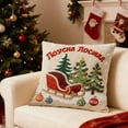 thumbnail image 4 of Cinvoph 18"x18" Embroidered Christmas Throw Pillow Covers Linen Festive Xmas New Year Holiday Decorative Pillow Cases for Couch Sofa Bed Chair Living Room Party Winter Home Decoration, 4 of 6