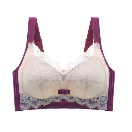 Backless Strapless Bra Women Seamless Bra Feature V-Neck Balconette Bra Style W-1590 Hook and Eye Closure No Show Bra Purple 40D