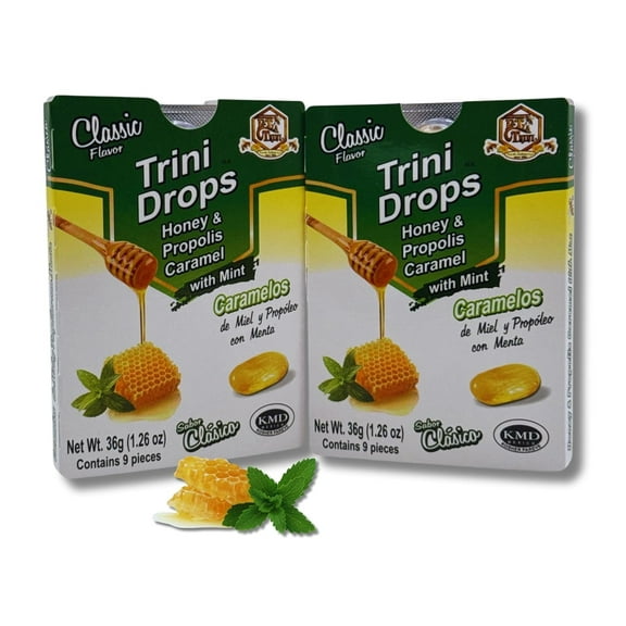 Caramelos de propoleo-menta & miel, Paquete de 2 (9 piezas cada cartea) La Tia Trini | Propolis & mint candies 2 Pack Propolis honey- & Mint flavor (9 pieces each pack) Tia trini