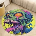 thumbnail image 6 of Psychedelic Zombie Skull Print Round Carpet Circle Rug Outdoor Patio Area Rug Washable Large Area Rugs Hallway Room Decor Fitness Mats, 6 of 8