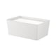 thumbnail image 2 of Caja de almacenamiento de plástico blanco con tapa, organizador de escritorio de cocina compacto para maquillaje, juguetes, bocadillos, 6.9x5x3in, capacidad de 1L, 2 of 5