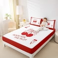 thumbnail image 4 of Manfei Cartoon Cute Cherry Bed Sheets, Initial A Letter King Sheets, Red Bowknot Ribbon Sheet Set, Ultra Soft Home Decor, 4pcs, 4 of 7