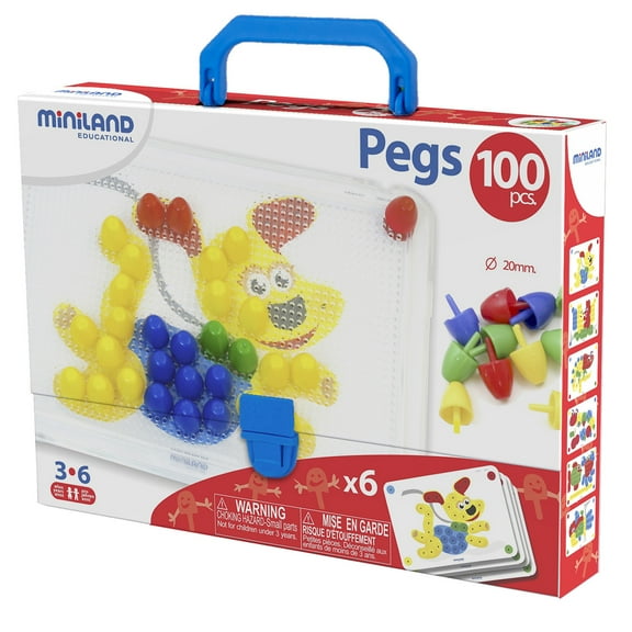 Miniland Primary Peg Sets, 3/4" Pegs, 100 pieces