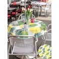 thumbnail image 5 of Outdoor Tablecloth with Umbrella Hole for Patio/Picnic/Party/Camping, Summer Lemon Waterproof Table Cloth Round Cover Washable, Green Tropical Botanical Palm Leaves (Dia 54"), 5 of 8