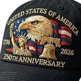 thumbnail image 3 of Eagle – United States 250th Anniversary Hat: Adjustable 250 Year American Anniversary Cap, USA Patriotic Caps, for Men Women (Black), 3 of 12