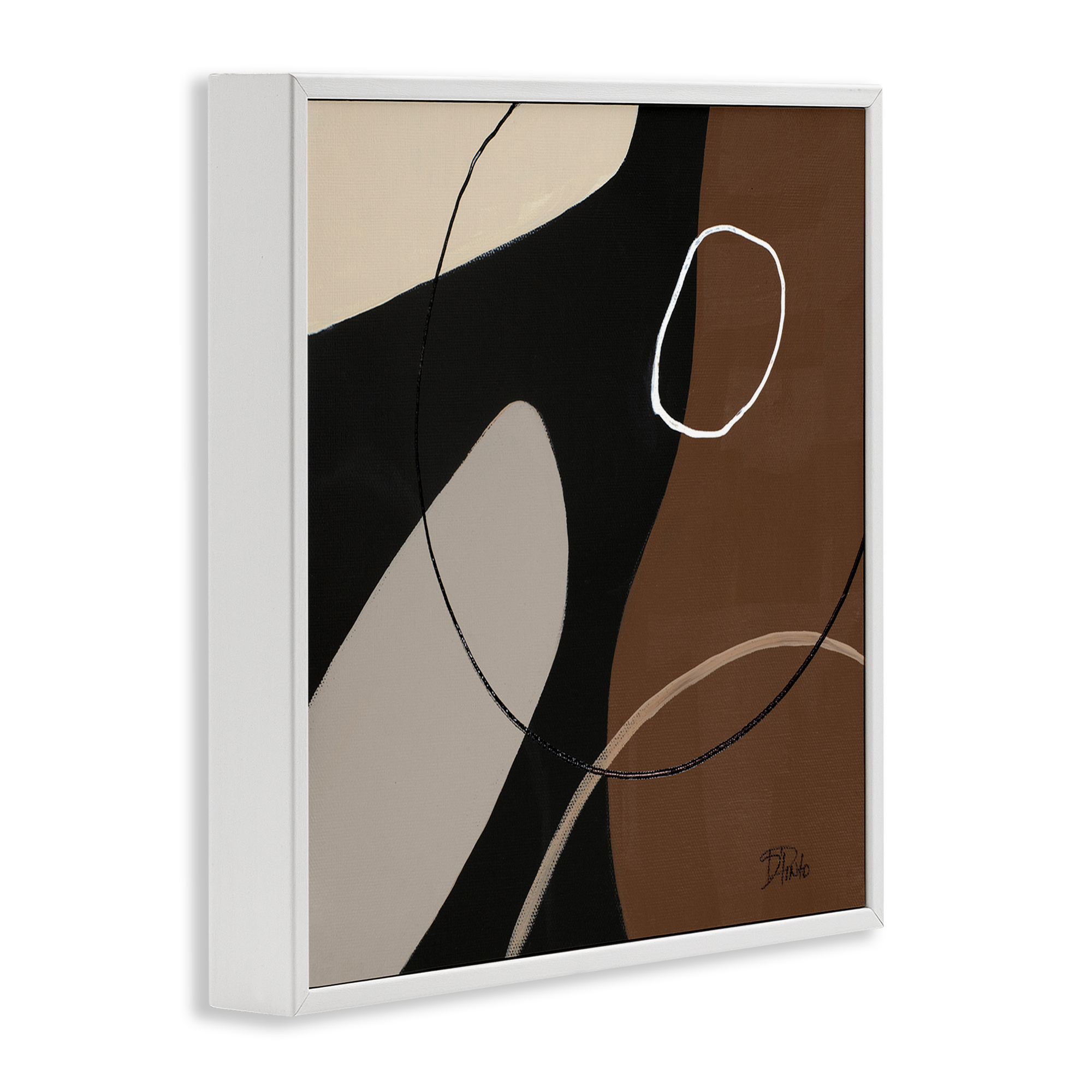 Stupell Industries Minimal Project Shapes Abstract Painting White Framed Art Print Wall Art, 24 x 24