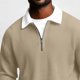 thumbnail image 5 of RKSTN Long Sleeve Polos Shirts for Men Oversized Quarter Zip Turndown Collar Waffle Weave T Shirts Mens Casual Solid Half Zip Lapel Regular Fits Loose Comfy Big and Tall Gym Golf Shirt Pullover Top, 5 of 10