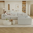 thumbnail image 2 of 118" Cloud Sofa Couch - Plush White Corduroy Fabric, Deep Seat, Modular Design, Feather-Filled Cushions, No Assembly, Pure Sponge Support for Living Room, Bedroom, Apartment, 2 of 7