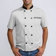 thumbnail image 3 of Men's Casual Chef Suit, Solid Color Short Sleeve Professional Kitchen Uniform for Restaurant Hotel Chefs Comfortable Stylish Wear,White XL, 3 of 5