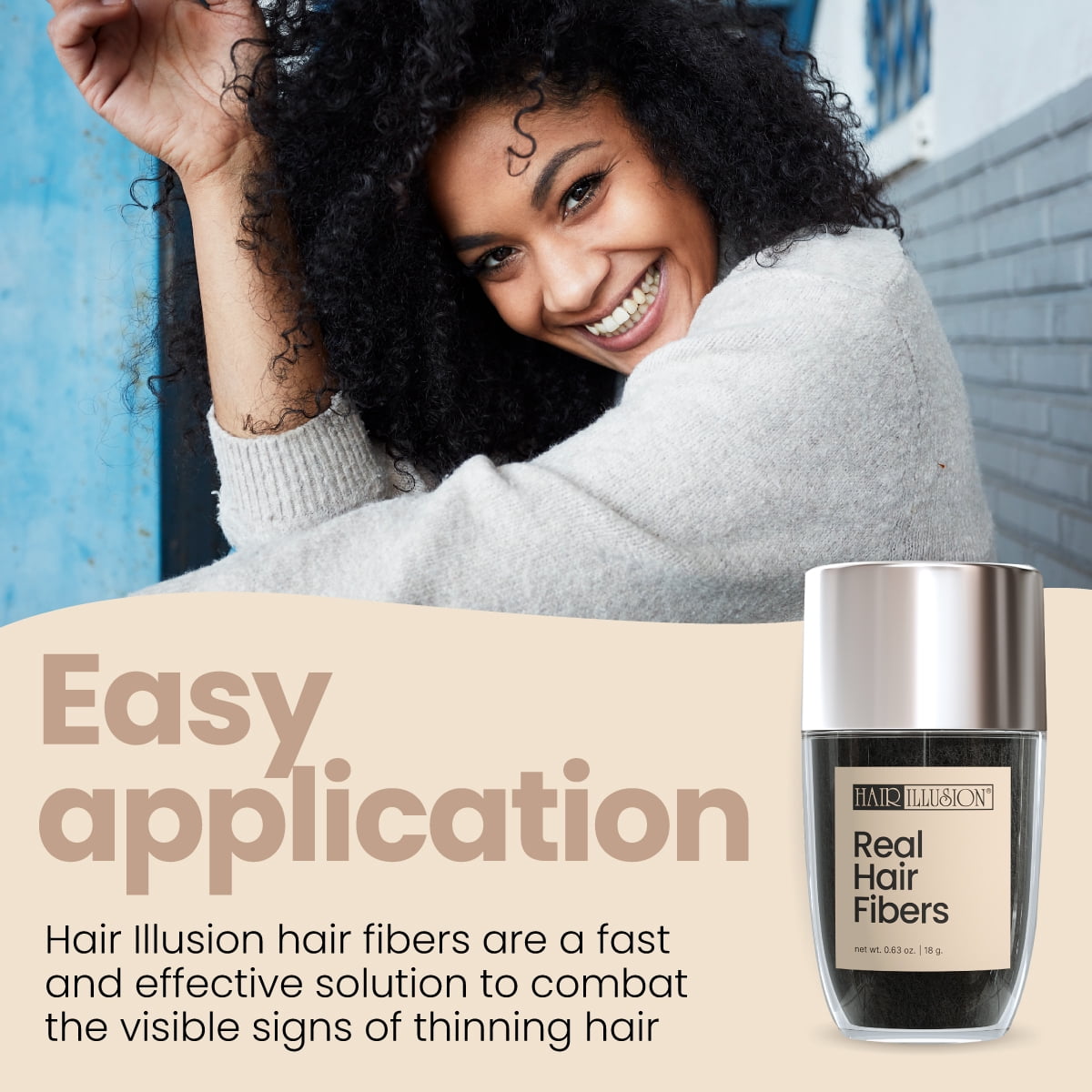 HAIR ILLUSION - 100% Natural Real Human Hair FibersNot Synthetic For Men & Women, Premium Hair Building Formulation, Jet Black 18g
