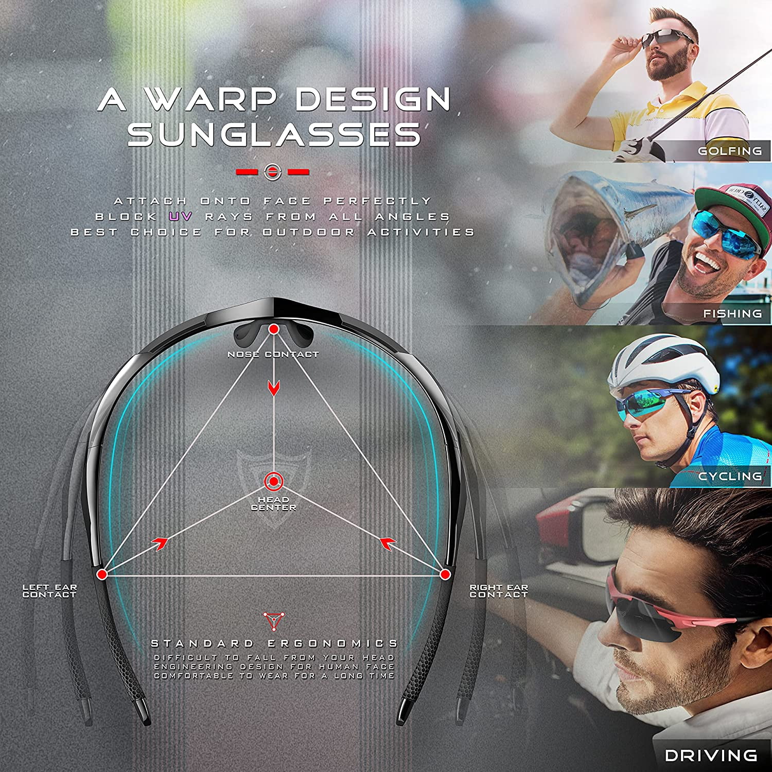 ATTCL Sunglasses for Men Sports Polarized Sunglasses for Cycling Driving  Fishing Uv Protection 